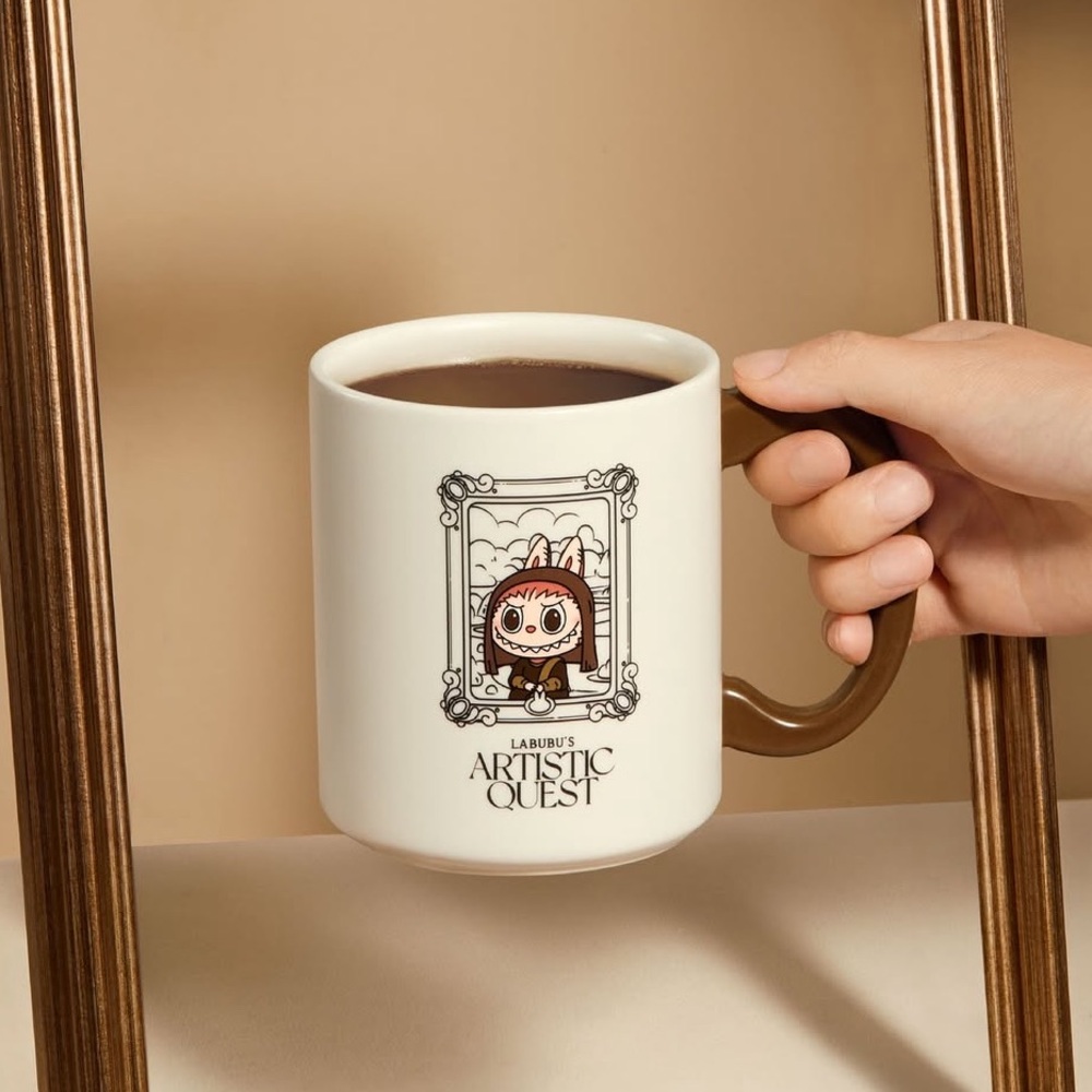 Labubu’s Artistic Quest Louvre Edition Mug - White - Mona Lisa